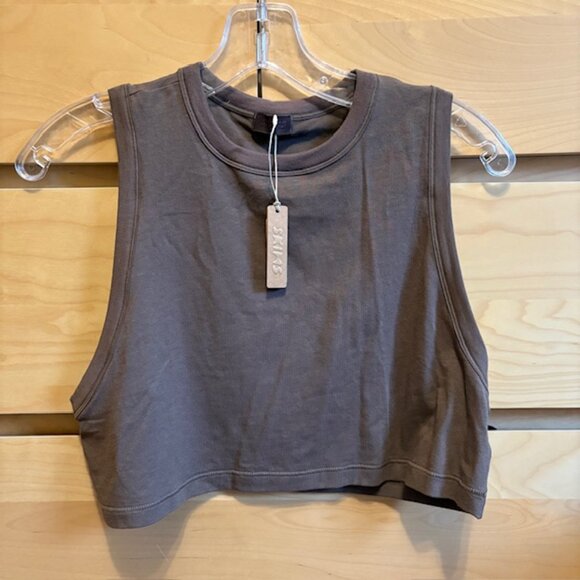 NWT SKIMS Brown SKIMS Boyfriend Sleep Crop Tank Top, Size: XS - Picture 5 of 7